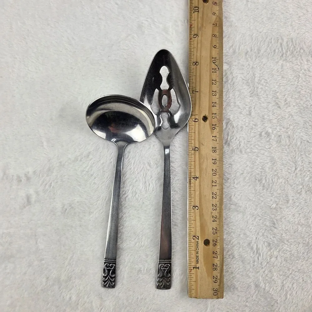 Vintage Cameo Carlyle Stainless Serving Set Hong Kong‎ Slotted Spoon Ladle